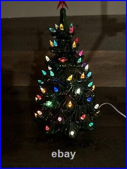 Vintage Atlantic Mold Ceramic 20 inch Lighted Christmas Tree No Ceramic Base