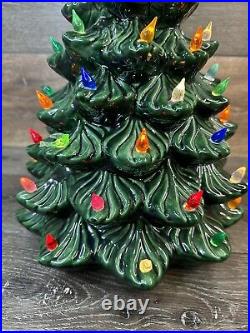 Vintage Atlantic Mold Ceramic 20 inch Lighted Christmas Tree No Ceramic Base