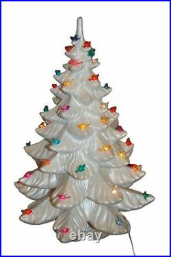 Vintage Atlantic Mold Ceramic 23 Lighted White Christmas Tree Dove Lights