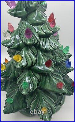 Vintage Atlantic Mold Ceramic Christmas Tree 15 In With Stand