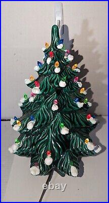 Vintage Atlantic Mold Ceramic Christmas Tree 15 Multi Color Lights Frost