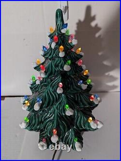 Vintage Atlantic Mold Ceramic Christmas Tree 15 Multi Color Lights Frost