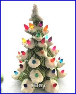 Vintage Atlantic Mold Ceramic Christmas Tree 16 Flocked Snow WORKS