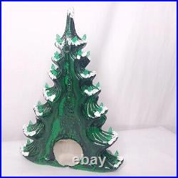 Vintage Atlantic Mold Ceramic Christmas Tree 17 Hobbyist Snow Tipped Green Bulb