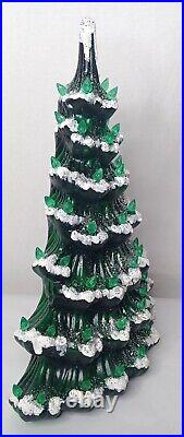 Vintage Atlantic Mold Ceramic Christmas Tree 17 Hobbyist Snow Tipped Green Bulb
