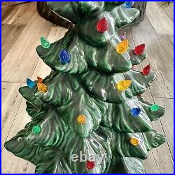 Vintage Atlantic Mold Ceramic Christmas Tree 17 With Colored Lights Scroll Base