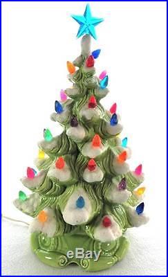 Vintage Atlantic Mold Ceramic Christmas Tree 18 Flocked Snow WORKS