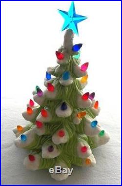 Vintage Atlantic Mold Ceramic Christmas Tree 18 Flocked Snow WORKS