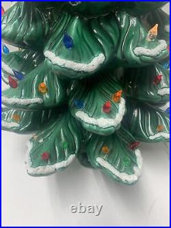 Vintage Atlantic Mold Ceramic Christmas Tree 26 WithStar Snow Flocked Music Box