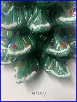 Vintage Atlantic Mold Ceramic Christmas Tree 26 WithStar Snow Flocked Music Box