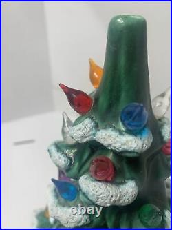 Vintage Atlantic Mold Ceramic Christmas Tree 26 WithStar Snow Flocked Music Box