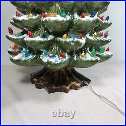 Vintage Atlantic Mold Ceramic Christmas Tree 34Flocked Green Lighted HUGE