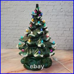 Vintage Atlantic Mold Ceramic Christmas Tree Flocked Peg Light Green 1974 16