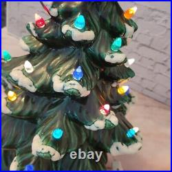 Vintage Atlantic Mold Ceramic Christmas Tree Flocked Peg Light Green 1974 16