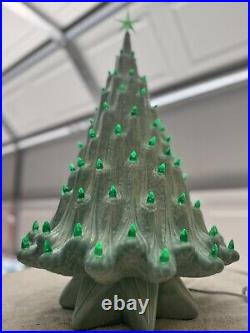 Vintage Atlantic Mold Ceramic Christmas Tree Green Lights Peaceful Tree