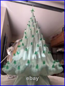 Vintage Atlantic Mold Ceramic Christmas Tree Green Lights Peaceful Tree