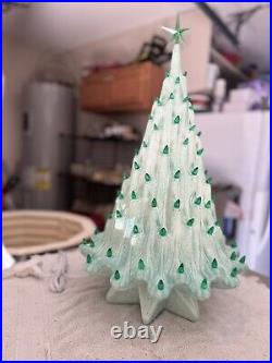 Vintage Atlantic Mold Ceramic Christmas Tree Green Lights Peaceful Tree