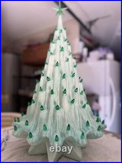 Vintage Atlantic Mold Ceramic Christmas Tree Green Lights Peaceful Tree