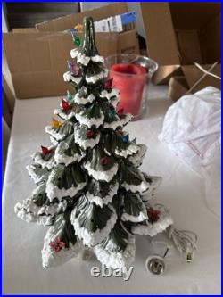 Vintage Atlantic Mold Ceramic Christmas Tree Large Flocked Tons of Lights 20
