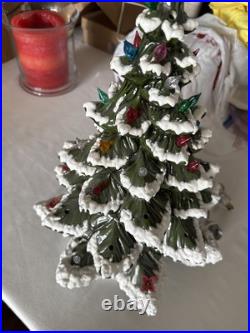 Vintage Atlantic Mold Ceramic Christmas Tree Large Flocked Tons of Lights 20