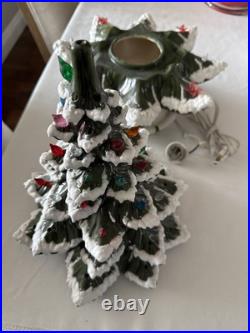 Vintage Atlantic Mold Ceramic Christmas Tree Large Flocked Tons of Lights 20