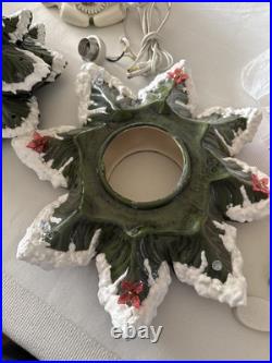 Vintage Atlantic Mold Ceramic Christmas Tree Large Flocked Tons of Lights 20