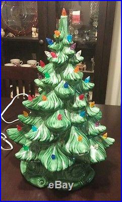 Vintage Atlantic Mold Ceramic Christmas Tree Light 1970's Super tree 16.5 Tall