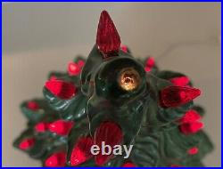 Vintage Atlantic Mold Ceramic Christmas Tree Lighted With Music Box 1970s