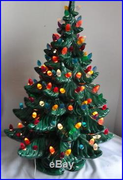 Vintage Atlantic Mold Ceramic Christmas Tree Lights Up Bulbs Star Base 4 PC RARE