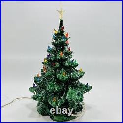 Vintage Atlantic Mold Ceramic Christmas Tree Multi-Color Lights & Star 19 1960s