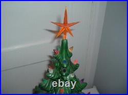 Vintage Atlantic Mold Ceramic Christmas Tree Multicolor Mint 19 with Star 1980