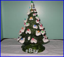 Vintage Atlantic Mold Ceramic Christmas Tree Music Box Flocked Christmas Tree 17