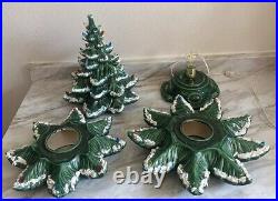 Vintage Atlantic Mold Ceramic Christmas Tree Snow Flocked 4 pc Large 23