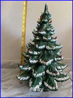 Vintage Atlantic Mold Ceramic Christmas Tree Snow Flocked 4 pc Large 23