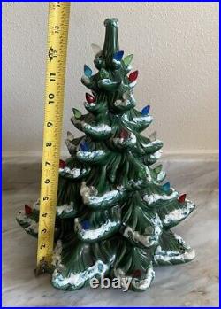 Vintage Atlantic Mold Ceramic Christmas Tree Snow Flocked 4 pc Large 23