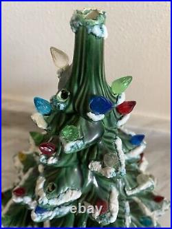 Vintage Atlantic Mold Ceramic Christmas Tree Snow Flocked 4 pc Large 23