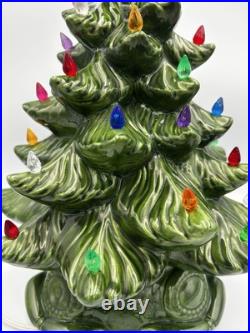 Vintage Atlantic Mold Ceramic Christmas Tree With Base Lighted 16