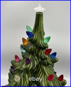 Vintage Atlantic Mold Ceramic Christmas Tree With Base Lighted 16
