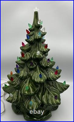 Vintage Atlantic Mold Ceramic Christmas Tree With Base Lighted 16