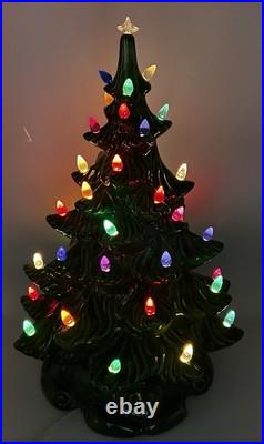 Vintage Atlantic Mold Ceramic Christmas Tree With Base Lighted 16