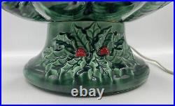 Vintage Atlantic Mold Ceramic Christmas Tree With Holly Base Lights And Star 19