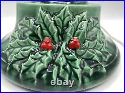 Vintage Atlantic Mold Ceramic Christmas Tree With Holly Base Lights And Star 19