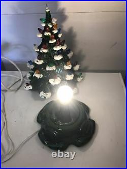 Vintage Atlantic Mold Ceramic Christmas Tree With Snow Green tree 16 Inch Tall