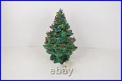 Vintage Atlantic Mold Ceramic Christmas Tree with Base Birds Flowers Lights 14