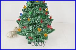 Vintage Atlantic Mold Ceramic Christmas Tree with Base Birds Flowers Lights 14