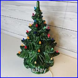 Vintage Atlantic Mold Ceramic Christmas Tree with Lighted Base and Bulbs 16