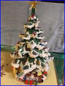 Vintage Atlantic Mold Ceramic Christmas Tree with Toy Filled Base RARE