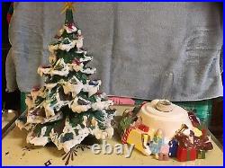 Vintage Atlantic Mold Ceramic Christmas Tree with Toy Filled Base RARE