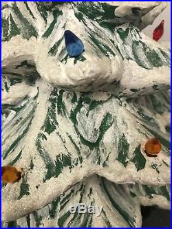 Vintage Atlantic Mold Ceramic Flocked Green Christmas Tree withLights 19