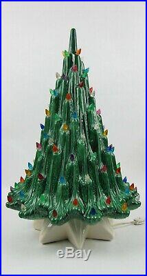 Vintage Atlantic Mold Ceramic Lava Christmas Tree White Star Base 20